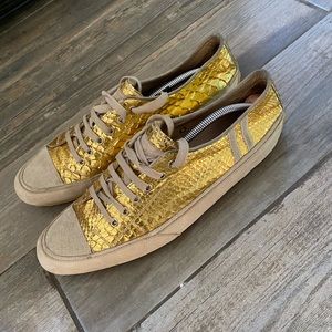 Emma Hope Gold Python Sneakers